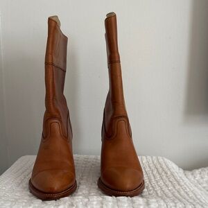 Frye Tan Leather Heeled Boots